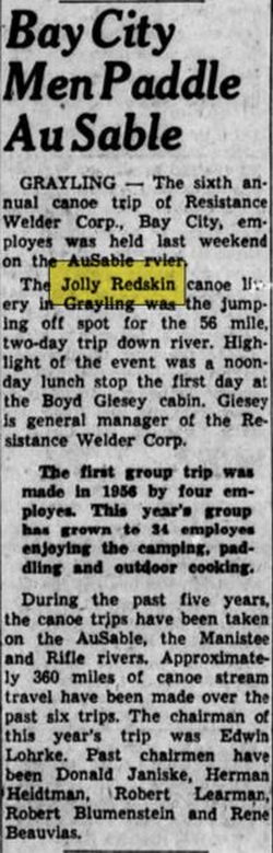 Jolly Redskin Canoe Livery - Jun 05 1961 Article